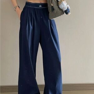 ALO Yoga Navy Wide-Leg Pants